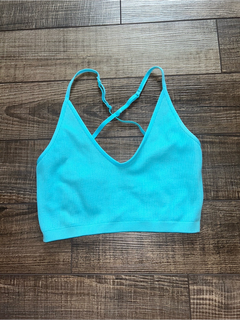 aerie Turquoise Ribbed Bralette with Adjustable Straps